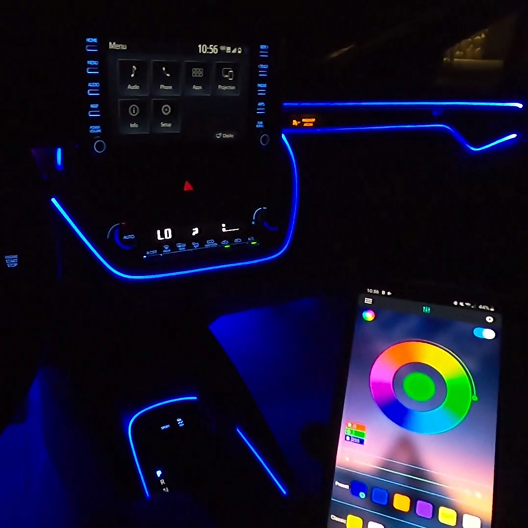 Bluetooth Car Ambient Light LED Light Interior Kit Optical fiber Door Light